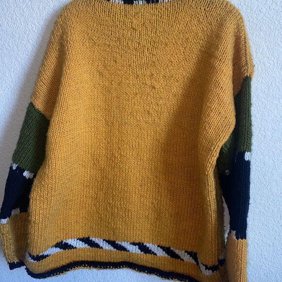 Vintage Pura Lana Tribal Colorblock Ecuador 100% Wool Western Aztec Indian Rare - Picture 5 of 10